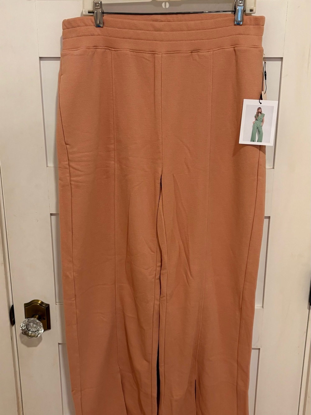 100% Pima Cotton Nation LTD Peach/Warm Blush Wide Leg Knit Pants